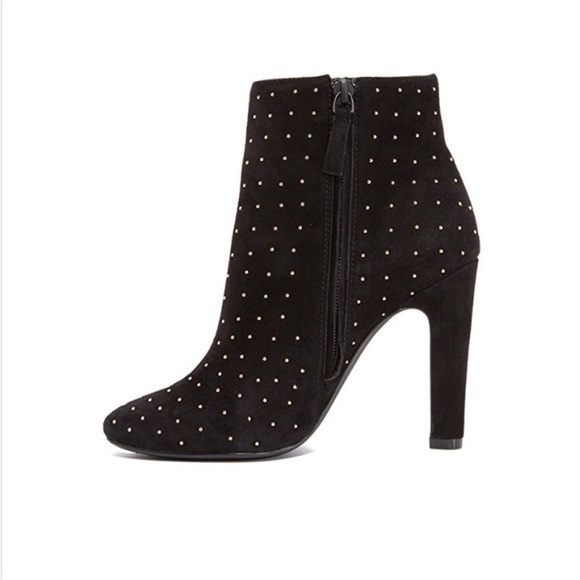 Joie Shoes - Joie | Hachrio Studded Suede Leather 4.25" Heel Ankle Bootie Black Size 39